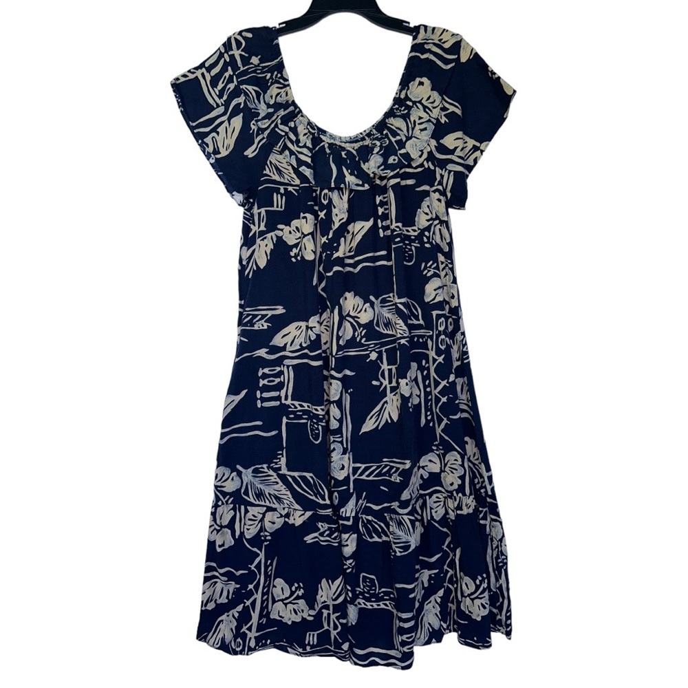 Hilo Hattie Navy and White Midi Dress